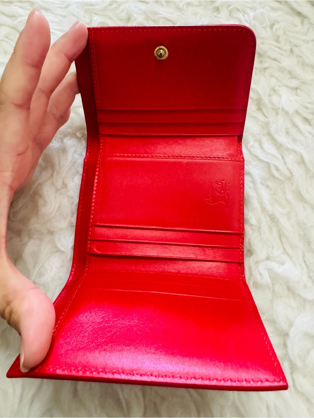 Christian Louboutin Leopard Print Studded Wallet with Red Trim - Picture 14 of 15